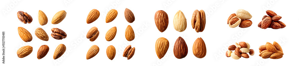Aufkleber set of assorted nuts displayed on a white background.
