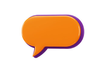 Isolated Orange 3D Speech Bubble Cartoon Conversation