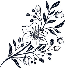 Flower silhouette with white background 