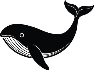 Whale silhouette isolated on transparent background