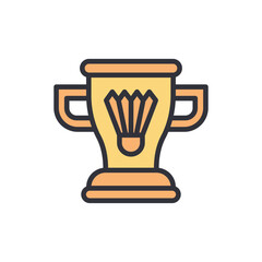 Badminton Championship Trophy With Shuttlecock Symbol On Transparent Style