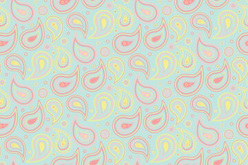 Pattern paint and stroke paisley. Classical delicate with decor cover. Style surface on swatch horizontal.
