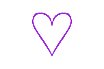 Purple paper heart shape isolated on transparent background. Valentine's Day. Red heart with shadow. Love. Illustration.