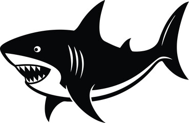 Great white shark silhouette isolated on transparent background