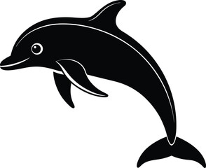 Elegant dolphin silhouette isolated on transparent background