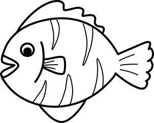 Doodle line art fish 3
