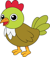 chicken hen standing isolated On white eps.