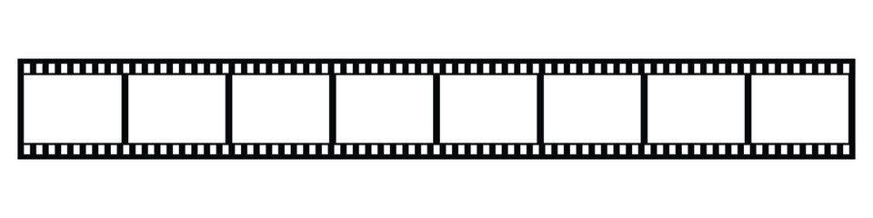 Film strip icon vector. Strip icon used for videography elements, cinema reel. Filmstrip with frames, photo and videos, Old white and black film tapes of 35mm. Realistic film strip vector illustration