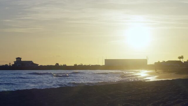 Sunset at Cabopino Beach, Malaga, Andalusia, Spain