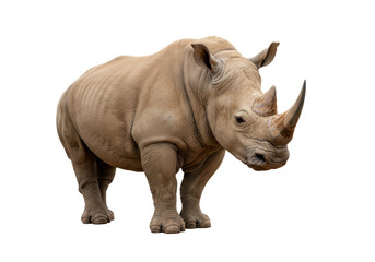 Isolated Powerful White Rhinoceros - Majestic Wildlife