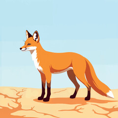 Obraz premium Desert fox standing on cracked earth under blue sky, resilience