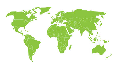 Green Flat World Map Per Country Design
