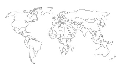 Simple World Map Outline Vector Design
