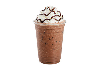 Isolated Chocolate Frappuccino with Whipped Cream and Chocolate Drizzle