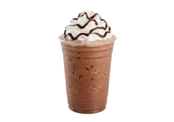 Isolated Chocolate Frappuccino with Whipped Cream and Chocolate Drizzle