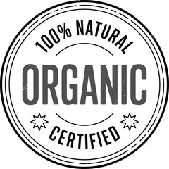 Fototapeta premium Black and White 100% Natural Certified Organic Stamp Illustration on White Background Element