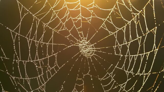 Spiderweb with dew drops