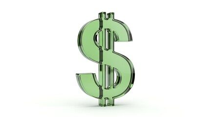 Obraz premium Green dollar sign on white background