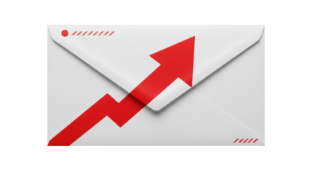 Isolated envelope with rising arrow