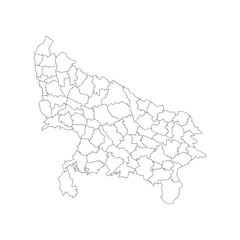 Uttar Pradesh Map Outlines Per Area Design