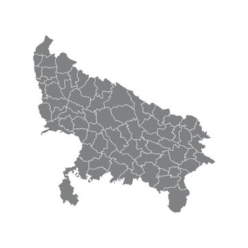 Grey Uttar Pradesh Map Per Area Design