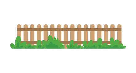 Brown Wood Fence With Green Grass Vector