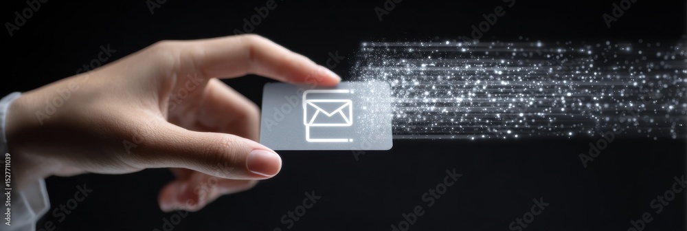 Aufkleber 3D Representation of a Hand Retrieving an ID Card From an Email in a Minimalistic Design Setting