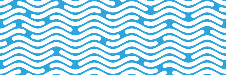 Seamless pattern, wavy lines, sea waves stylization, vector background