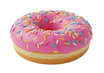 Isolated Pink Donut with Sprinkles