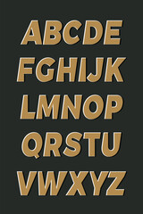 Bold vector alphabet in pop art style with retro comic effect and shadow. Colorful and dynamic uppercase letters on dark background.