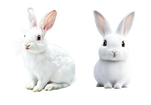white rabbits on white background digital illustration