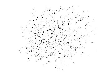 Grunge black ink splatter on white background isolated vector stain texture for abstract design effect