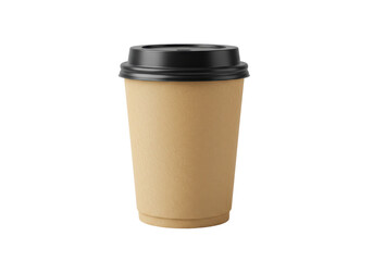 Isolated Disposable Coffee Cup with Black Lid