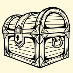 Locked Treasure Coffer Logo - Smooth Flowing Lines