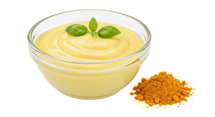 Isolated Bowl of Yellow Sauce with Turmeric