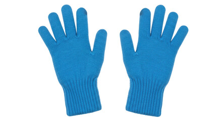 Isolated Blue Knitted Gloves