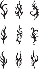 Tribal Flame  Ornament and Dragon Tattoo Designs