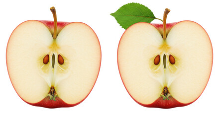 Isolated Two Apple Halves with Seeds