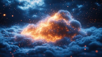 Fototapeta premium Fiery cloud formation in a stormy sky