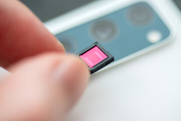 Sensor of a smartphone camera. Selective focus.