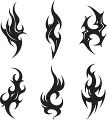 Tribal Flame  Ornament and Dragon Tattoo Designs