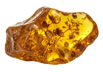 Isolated Piece of Amber with Fossilized Plant Inclusion