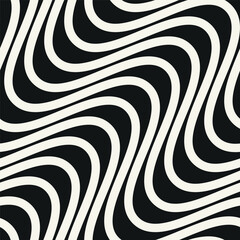 Seamless vector pattern with bold wavy stripes. Monochrome geometric background with abstract, striped design. Ideal for use as a swatch in Adobe Illustrator.