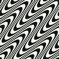 Seamless vector pattern with bold wavy stripes. Monochrome geometric background with abstract, striped design. Ideal for use as a swatch in Adobe Illustrator.