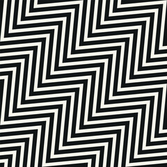 Seamless vector pattern with bold diagonal zigzag. Abstract monochrome background featuring dynamic striped tiles. Suitable for use as a swatch in Illustrator.