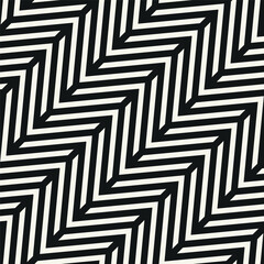 Seamless vector pattern with bold diagonal zigzag. Abstract monochrome background featuring dynamic striped tiles. Suitable for use as a swatch in Illustrator.