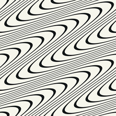 Seamless vector pattern with bold wavy stripes. Monochrome geometric background with abstract, striped design. Ideal for use as a swatch in Adobe Illustrator.