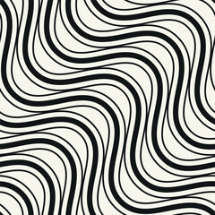 Seamless vector pattern with bold wavy stripes. Monochrome geometric background with abstract, striped design. Ideal for use as a swatch in Adobe Illustrator.