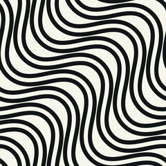 Seamless vector pattern with bold wavy stripes. Monochrome geometric background with abstract, striped design. Ideal for use as a swatch in Adobe Illustrator.