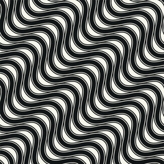 Seamless vector pattern with bold wavy stripes. Monochrome geometric background with abstract, striped design. Ideal for use as a swatch in Adobe Illustrator.